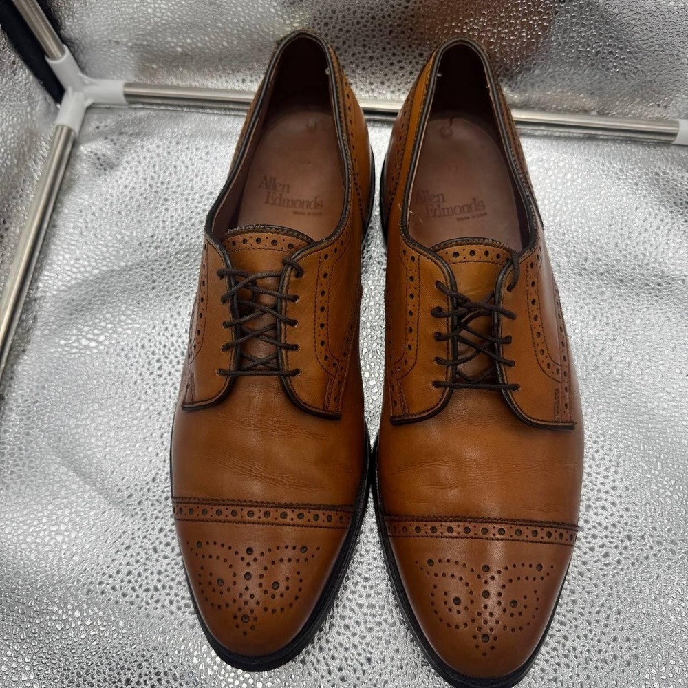 Allen Edmonds Sanford 5267 Walnut Brown Leather Cap Toe Derby Shoes Men 10.5 USA - Picture 12 of 14